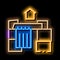 homeless cardboard house neon glow icon illustration