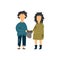 Homeless couple begging flat vector illustration isolated on white background.