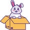 Homeless Eared Hare in Cardboard Box Illustration