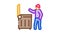 homeless looking food in trash can Icon Animation