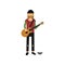 Homeless man playing guitar on the street, unemployment person needing for help cartoon vector illustration
