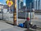 Homeless man rests outside of Caltrain station in San Francisco