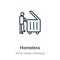 Homeless outline vector icon. Thin line black homeless icon, flat vector simple element illustration from editable social concept