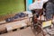 Homeless person sleeping under blanket in the street in Taj Ganj neighborhood of Agra, Uttar Pradesh, India