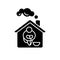 Homeless shelter black glyph icon