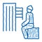 homeless sitting on box in city doodle icon hand drawn illustration