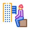 Homeless sitting on box in city icon vector outline illustration