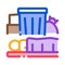 Homeless sleeping near trash can icon vector outline illustration