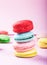 Homely macaron stack close up