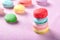 Homely macaron stack close up