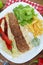 Homemade Adana Kebab with Flour Tortilla, Grilled Peppers and Lettuce