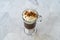 Homemade Alcoholic Amaretto Coffee with Cognac and Whipped Cream