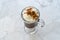 Homemade Alcoholic Amaretto Coffee with Cognac and Whipped Cream