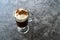Homemade Alcoholic Amaretto Coffee with Cognac and Whipped Cream