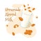 Homemade Almond Milk splash in a glass with whole almonds vector