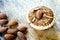 Homemade Almonds tart on wooden table background