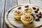 Homemade Almonds tart on wooden table background