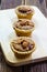 Homemade Almonds tart on wooden table background