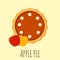 Homemade apple pie. Flat vector illustration isolated on the background. Pie with cream.