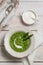 Homemade asparagus soup with sour cream