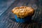 Homemade Autumn Pumpkin Muffin with Hazelnut Powder and Filled with Apple Slices