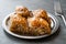 Homemade Azerbajian Baklava with Walnut in Silver Plate / Pakhlava / Baklawa.