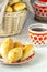 homemade baked pies in a basket. Tea party. Rustic