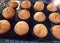 Homemade banana muffins in the oven