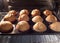 Homemade banana muffins in the oven