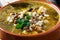 Homemade barley and lentil soup