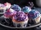 Homemade beautiful blueberry cupcakes. Generative AI