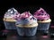 Homemade beautiful blueberry cupcakes. Generative AI