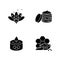 Homemade bee products black glyph icons set on white space