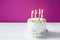 homemade birthday cake with candles. High quality photo
