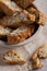 Homemade Biscotti Cantuccini Italian Almond Sweets Biscuits Cookies on light Background Dessert