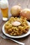 Homemade blooming onion and beer