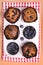 Homemade Blueberry Muffins with Berries Baking Dish Napkin Light Brown Background Top View Vertical