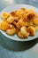 Homemade brazilian cheese bread in a bowl