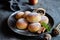 Homemade buns filled with poppy seeds and apple