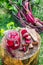 Homemade canned beetroots in summer