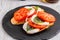 Homemade caprese bruschetta. Healthy eating concept