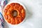 Homemade caramel monkey bread with brown sugar and lemon zest on