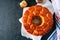 Homemade caramel monkey bread with brown sugar and lemon zest on