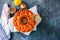 Homemade caramel monkey bread with brown sugar and lemon zest on