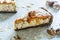 Homemade Caramel and Walnut Cheesecake Closeup