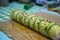 Homemade Caterpillar avocado sushi in Israel, asian food