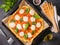 Homemade cauliflower pizza crust with mozarella