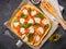 Homemade cauliflower pizza crust with mozarella