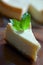 Homemade cheesecake with mint leaves