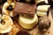 Homemade chocolate candies on rustic table, sweet food, macro photo